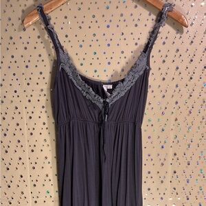 Elegant Gray Lace-Trimmed Nightgown